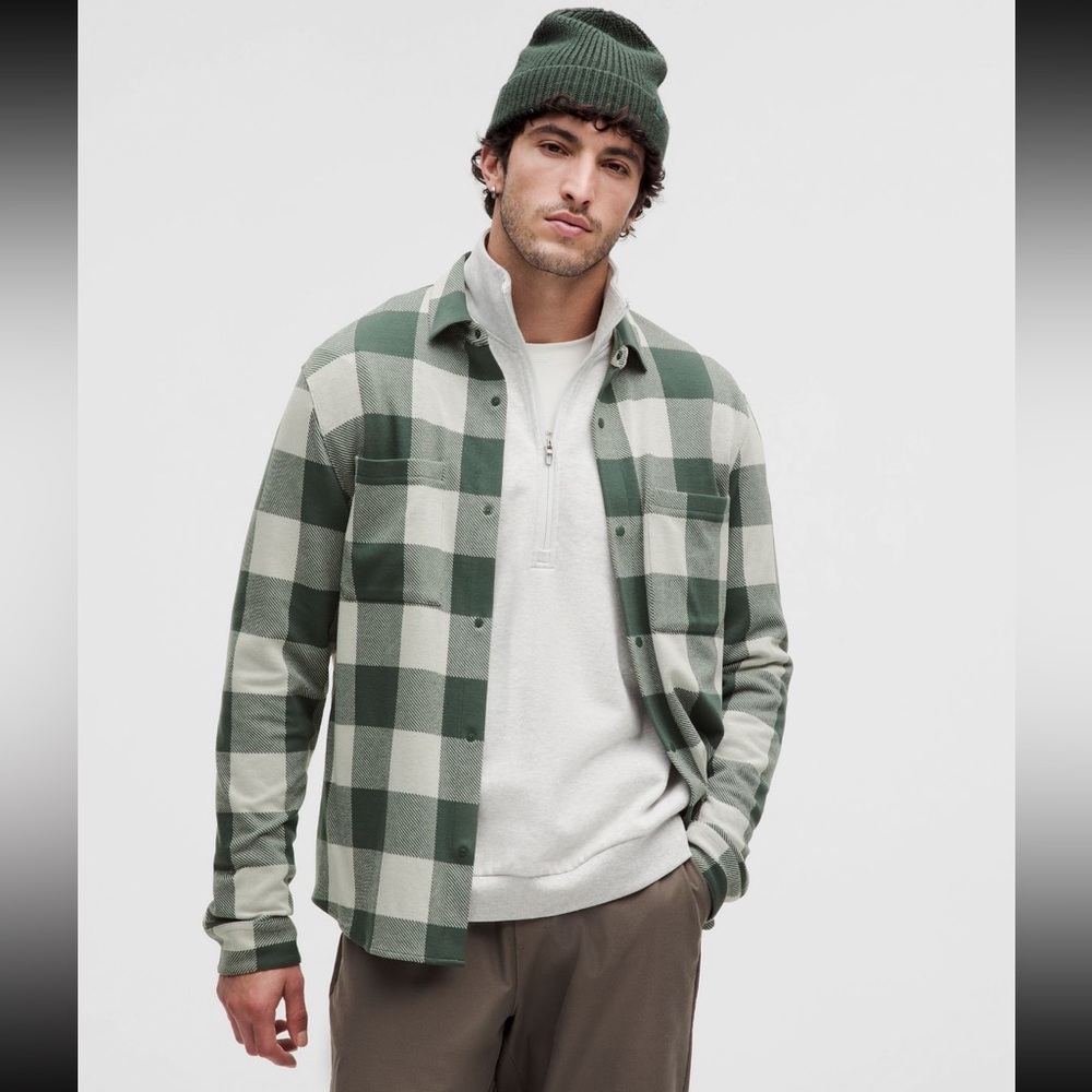 Soft Knit Overshirt | XS | Check Plaid Dark Forest Bone